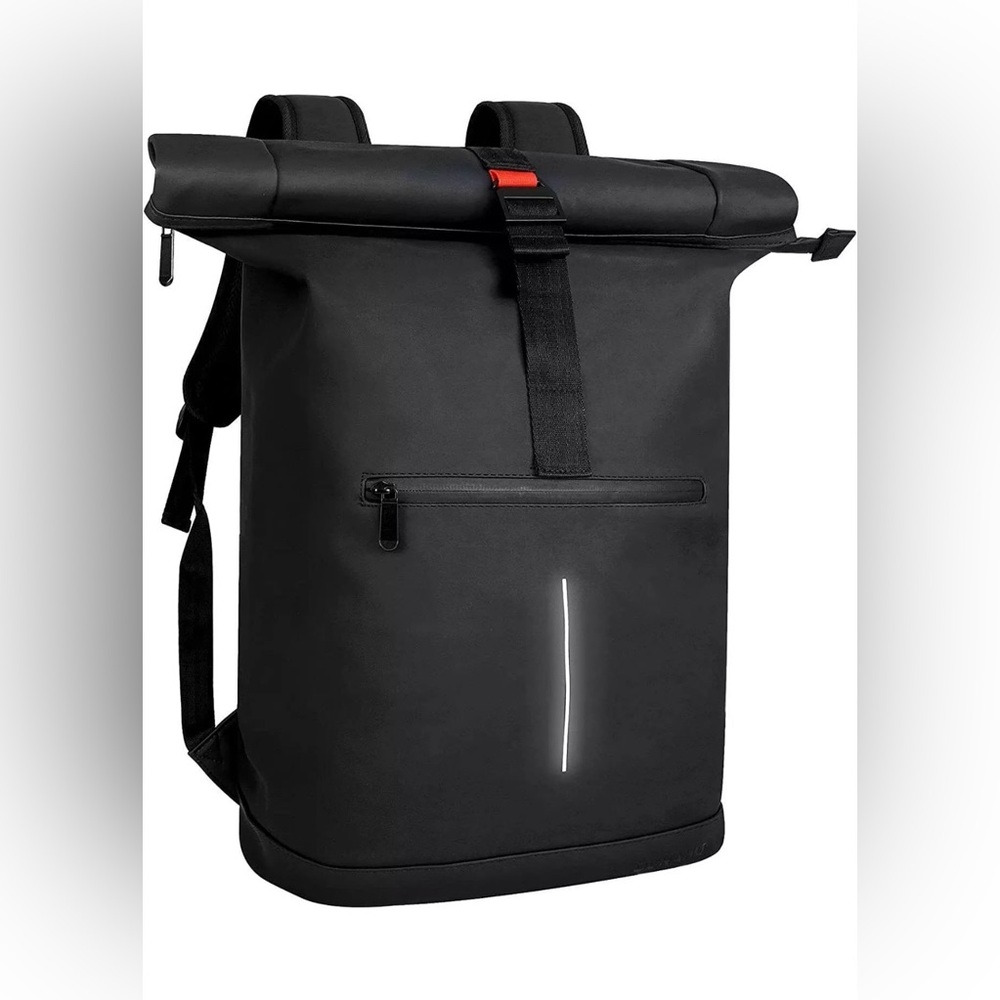 Black Roll-Top Waterproof Backpack